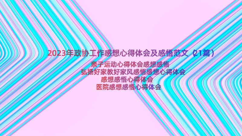 2023年政协工作感想心得体会及感悟范文（21篇）