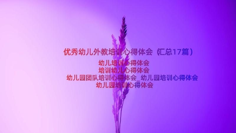 优秀幼儿外教培训心得体会（汇总17篇）