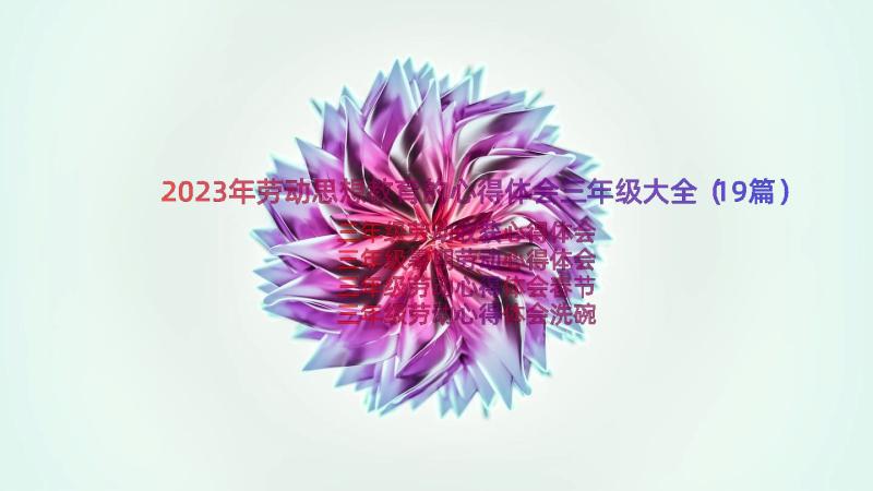 2023年劳动思想教育的心得体会三年级大全（19篇）