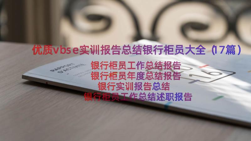 优质vbse实训报告总结银行柜员大全（17篇）