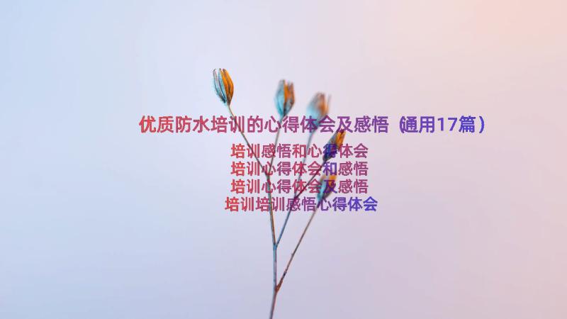 优质防水培训的心得体会及感悟（通用17篇）