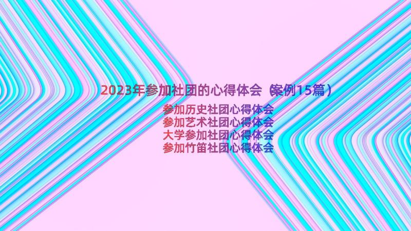 2023年参加社团的心得体会（案例15篇）