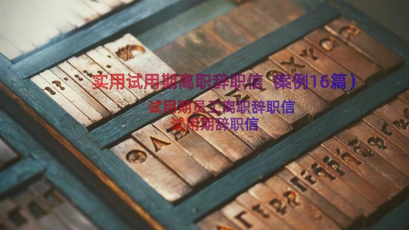 实用试用期离职辞职信（案例16篇）