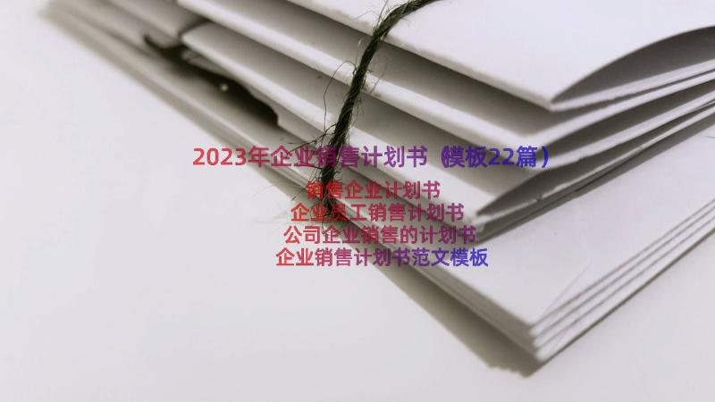 2023年企业销售计划书（模板22篇）