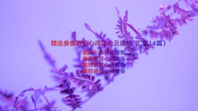 精选参赛教师心得体会及感悟（汇总14篇）