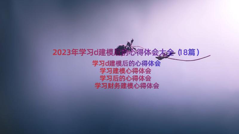 2023年学习d建模后的心得体会大全（18篇）