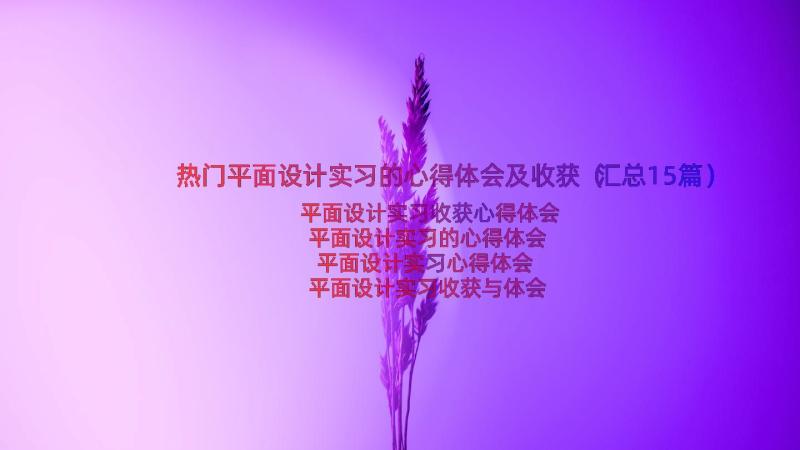 热门平面设计实习的心得体会及收获（汇总15篇）