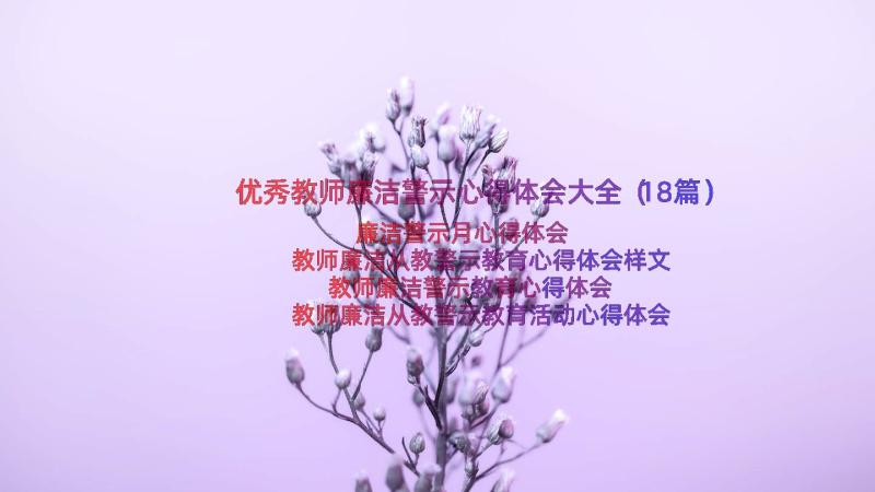 优秀教师廉洁警示心得体会大全（18篇）