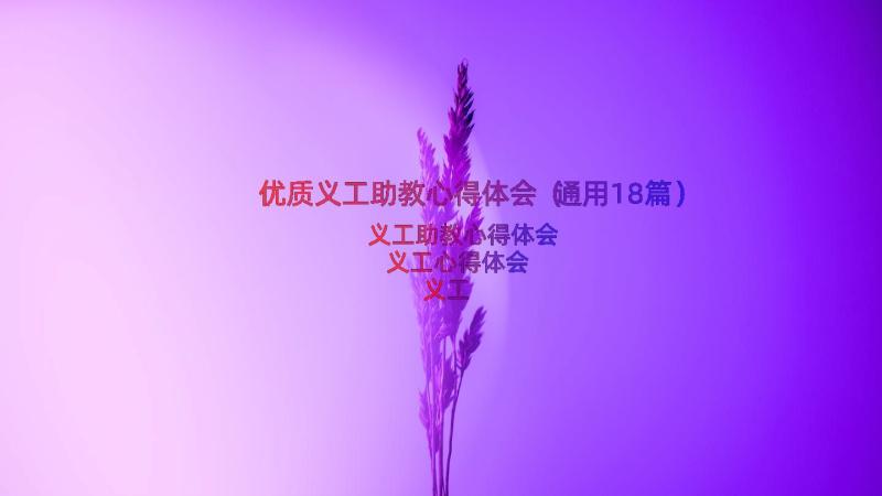 优质义工助教心得体会（通用18篇）