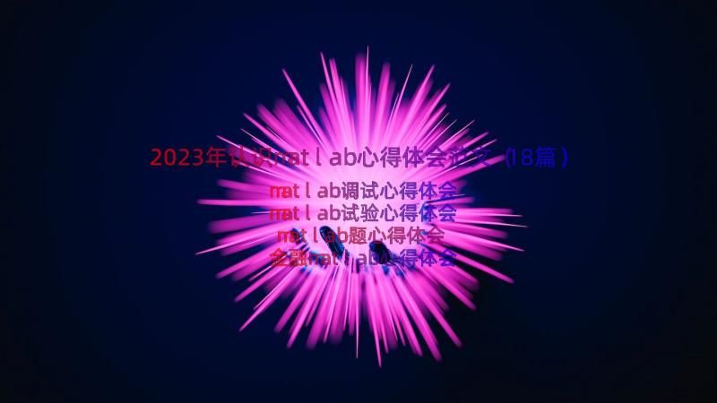 2023年认识matlab心得体会范文（18篇）