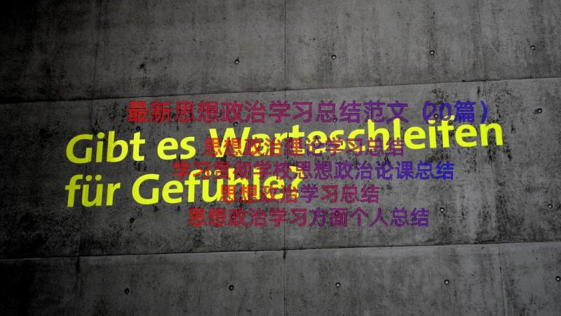 最新思想政治学习总结范文（20篇）