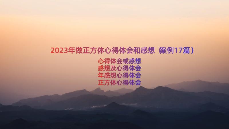 2023年做正方体心得体会和感想（案例17篇）