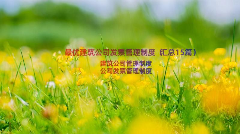 最优建筑公司发票管理制度（汇总15篇）