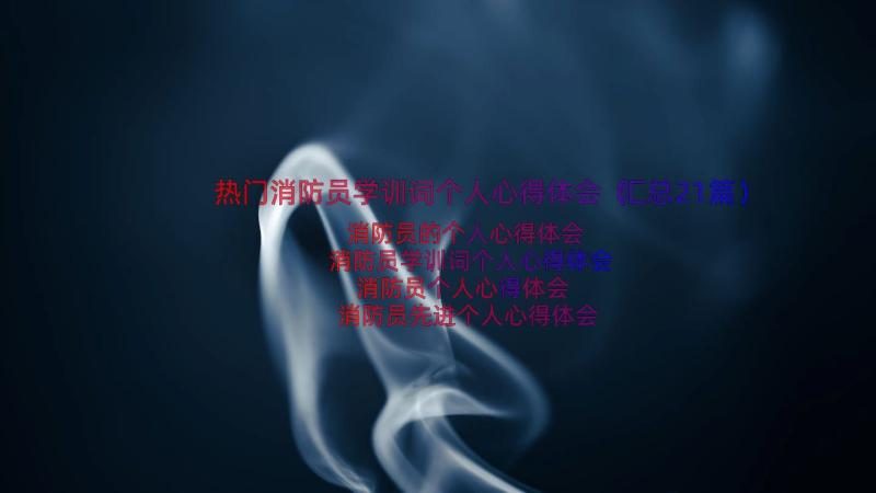 热门消防员学训词个人心得体会（汇总21篇）