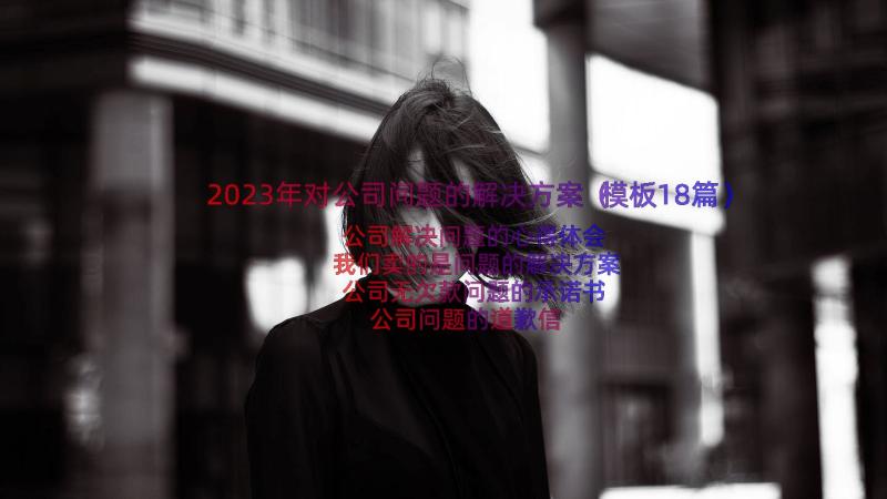 2023年对公司问题的解决方案（模板18篇）