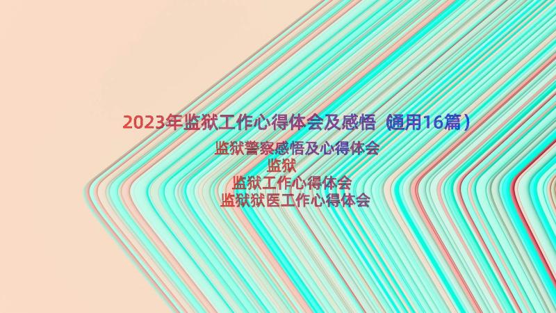 2023年监狱工作心得体会及感悟（通用16篇）