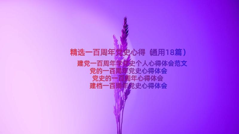 精选一百周年党史心得（通用18篇）