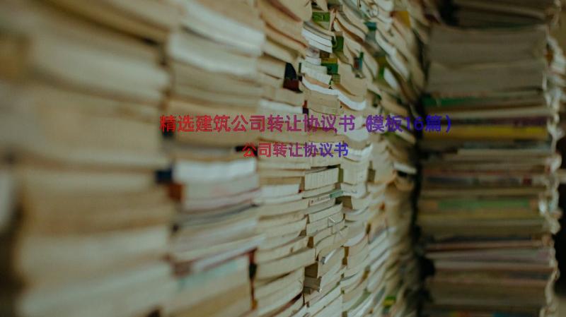 精选建筑公司转让协议书（模板16篇）