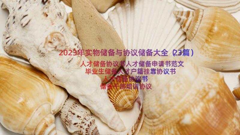 2023年实物储备与协议储备大全（23篇）