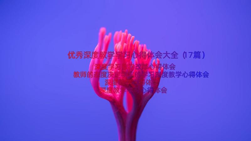 优秀深度教学学习心得体会大全（17篇）