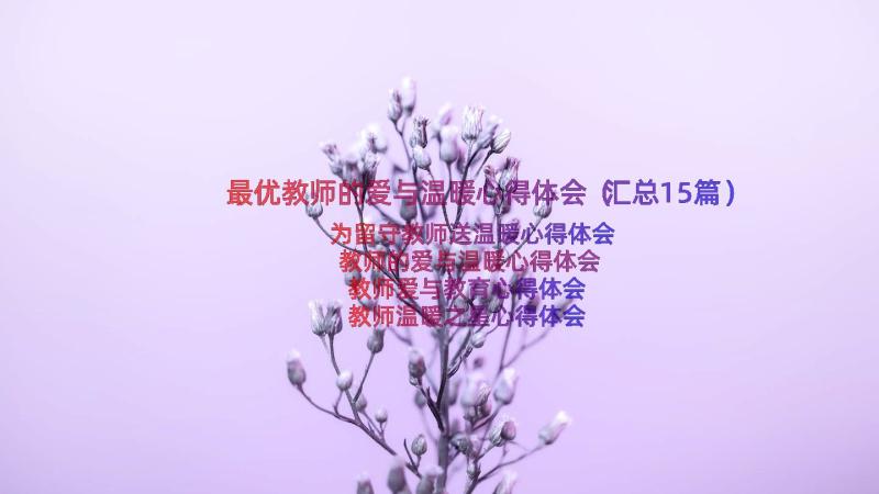 最优教师的爱与温暖心得体会（汇总15篇）