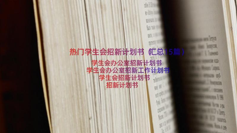 热门学生会招新计划书（汇总15篇）