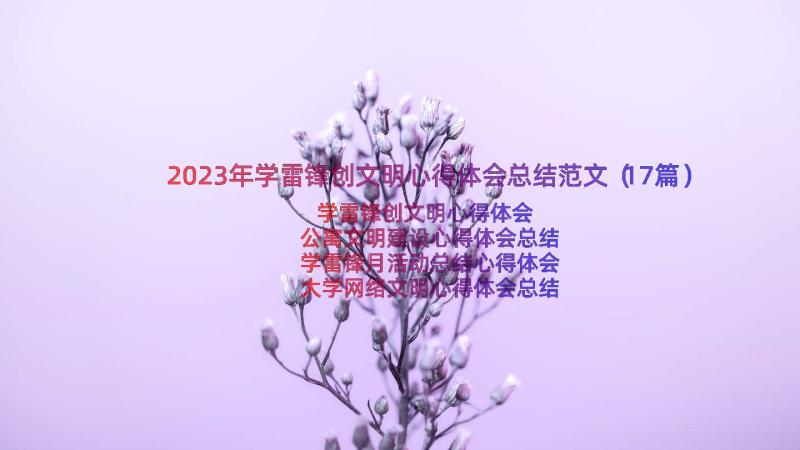 2023年学雷锋创文明心得体会总结范文（17篇）