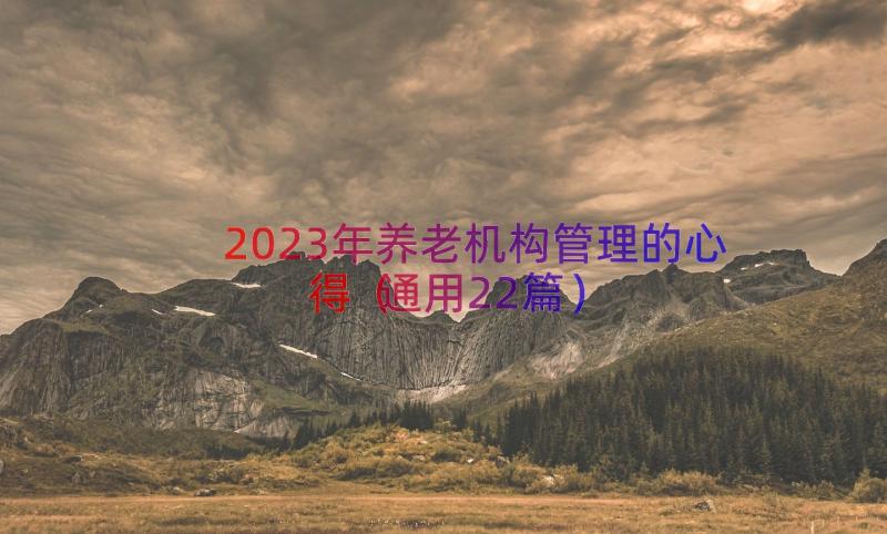 2023年养老机构管理的心得（通用22篇）