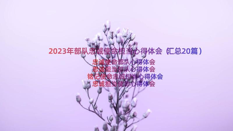 2023年部队忠诚使命担当心得体会（汇总20篇）