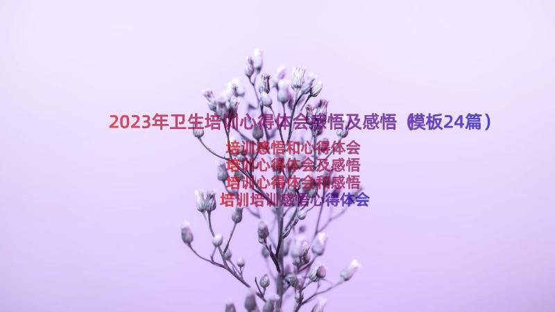 2023年卫生培训心得体会感悟及感悟（模板24篇）