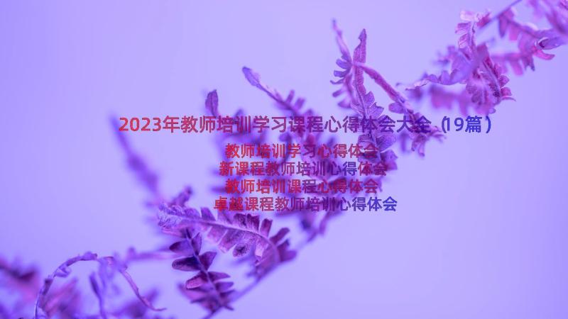 2023年教师培训学习课程心得体会大全（19篇）