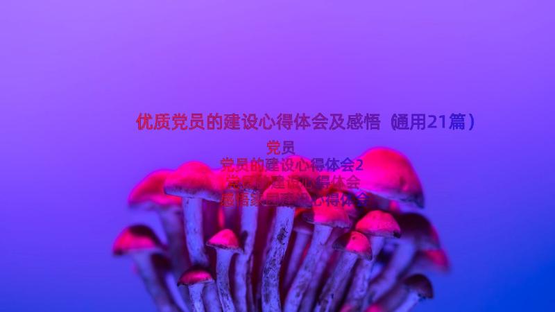 优质党员的建设心得体会及感悟（通用21篇）