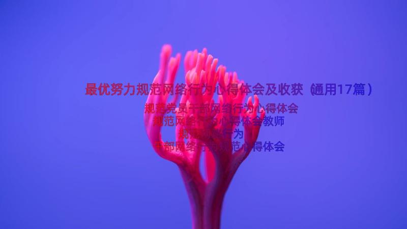 最优努力规范网络行为心得体会及收获（通用17篇）