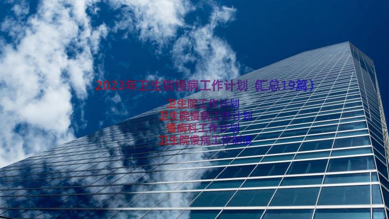 2023年卫生院慢病工作计划（汇总19篇）