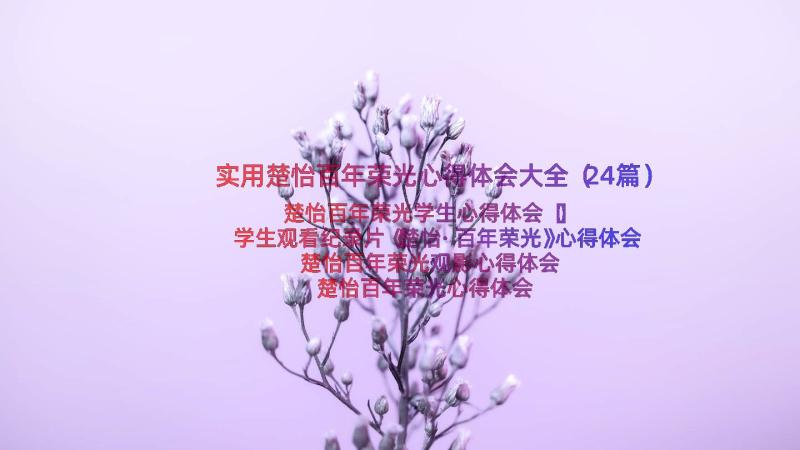 实用楚怡百年荣光心得体会大全（24篇）