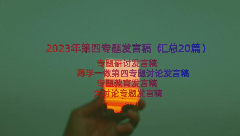 2023年第四专题发言稿（汇总20篇）