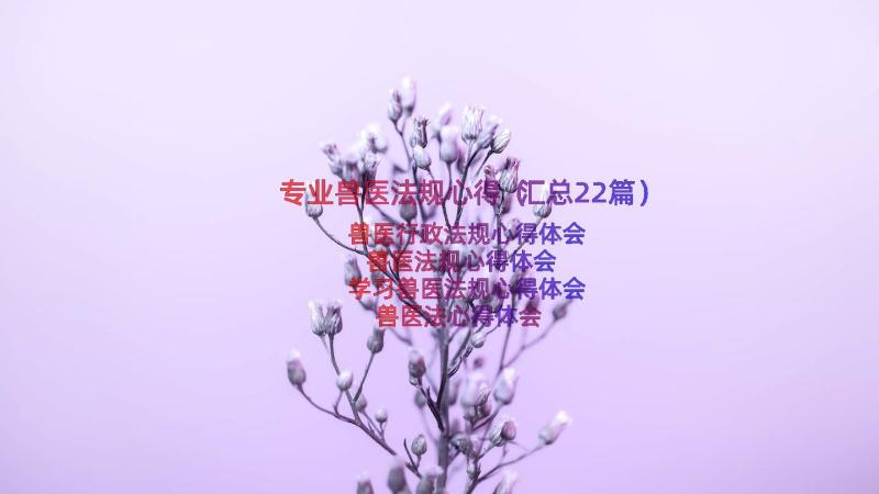 专业兽医法规心得（汇总22篇）