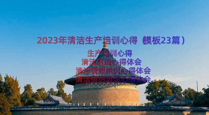 2023年清洁生产培训心得（模板23篇）