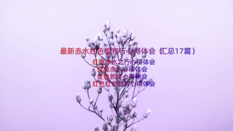 最新赤水红色教育行心得体会（汇总17篇）