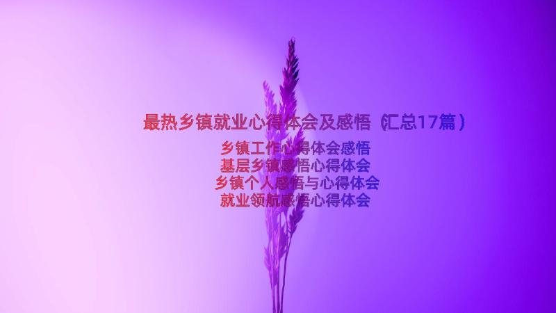 最热乡镇就业心得体会及感悟（汇总17篇）