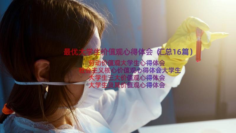 最优大学生价值观心得体会（汇总16篇）