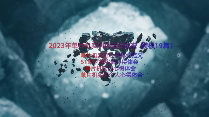 2023年单片机实训体会与收获（模板19篇）