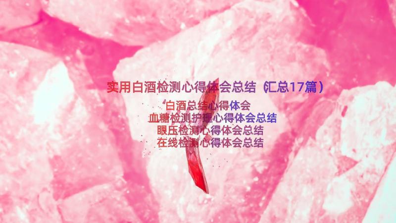 实用白酒检测心得体会总结（汇总17篇）