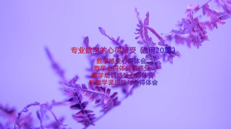 专业数学的心得感受（通用20篇）