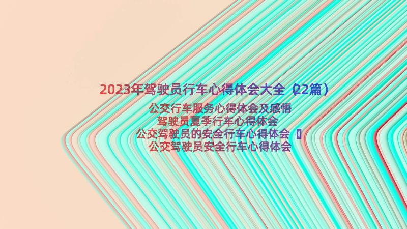 2023年驾驶员行车心得体会大全（22篇）