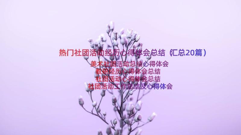 热门社团活动经历心得体会总结（汇总20篇）