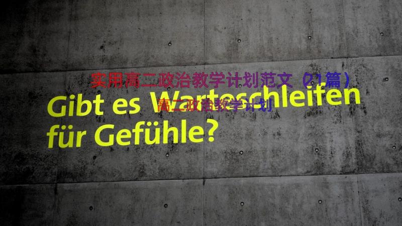 实用高二政治教学计划范文（21篇）