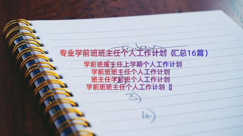 专业学前班班主任个人工作计划（汇总16篇）