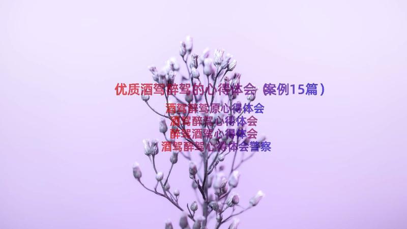 优质酒驾醉驾的心得体会（案例15篇）