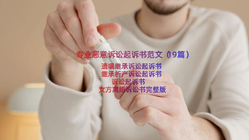 专业恶意诉讼起诉书范文（19篇）